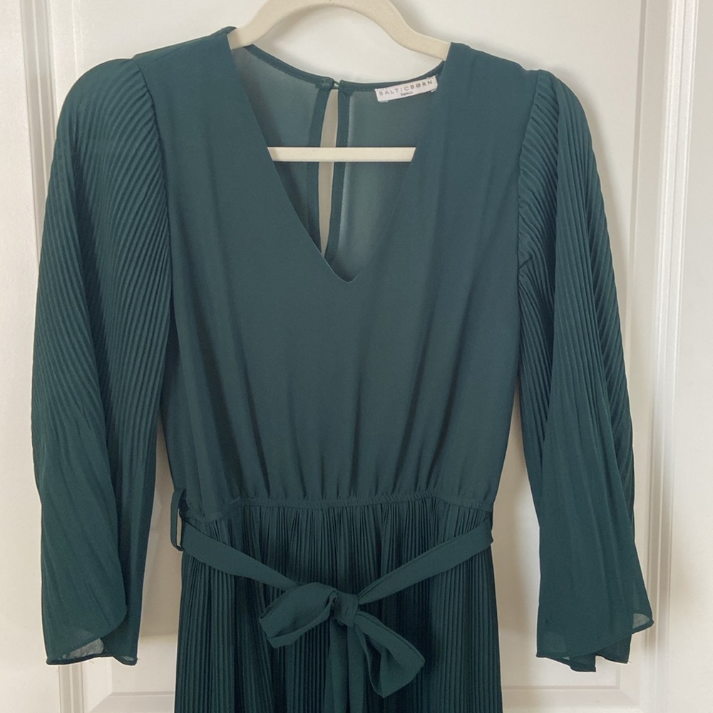 Baltic Born Dark Green Crepe Midi Dress Small - Picture 2 of 8